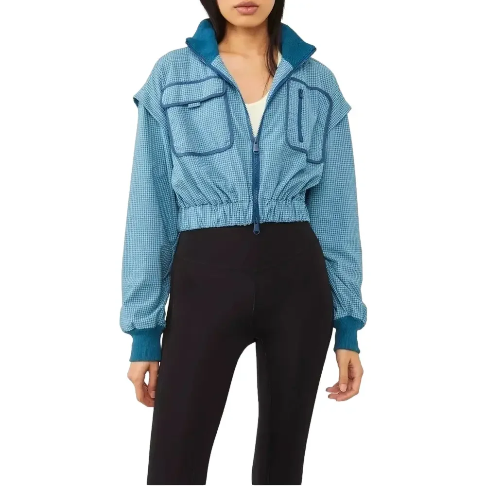 Free People Movement New Medium Forty Love Crop Jacket in Caribbean Blue Coast - Picture 3 of 13